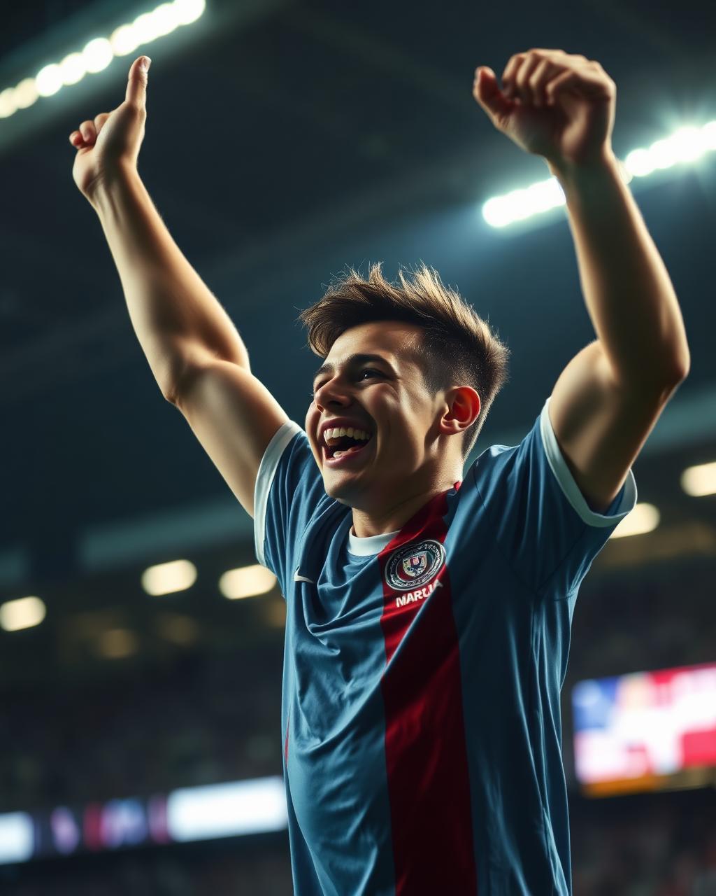 Young player celebrating